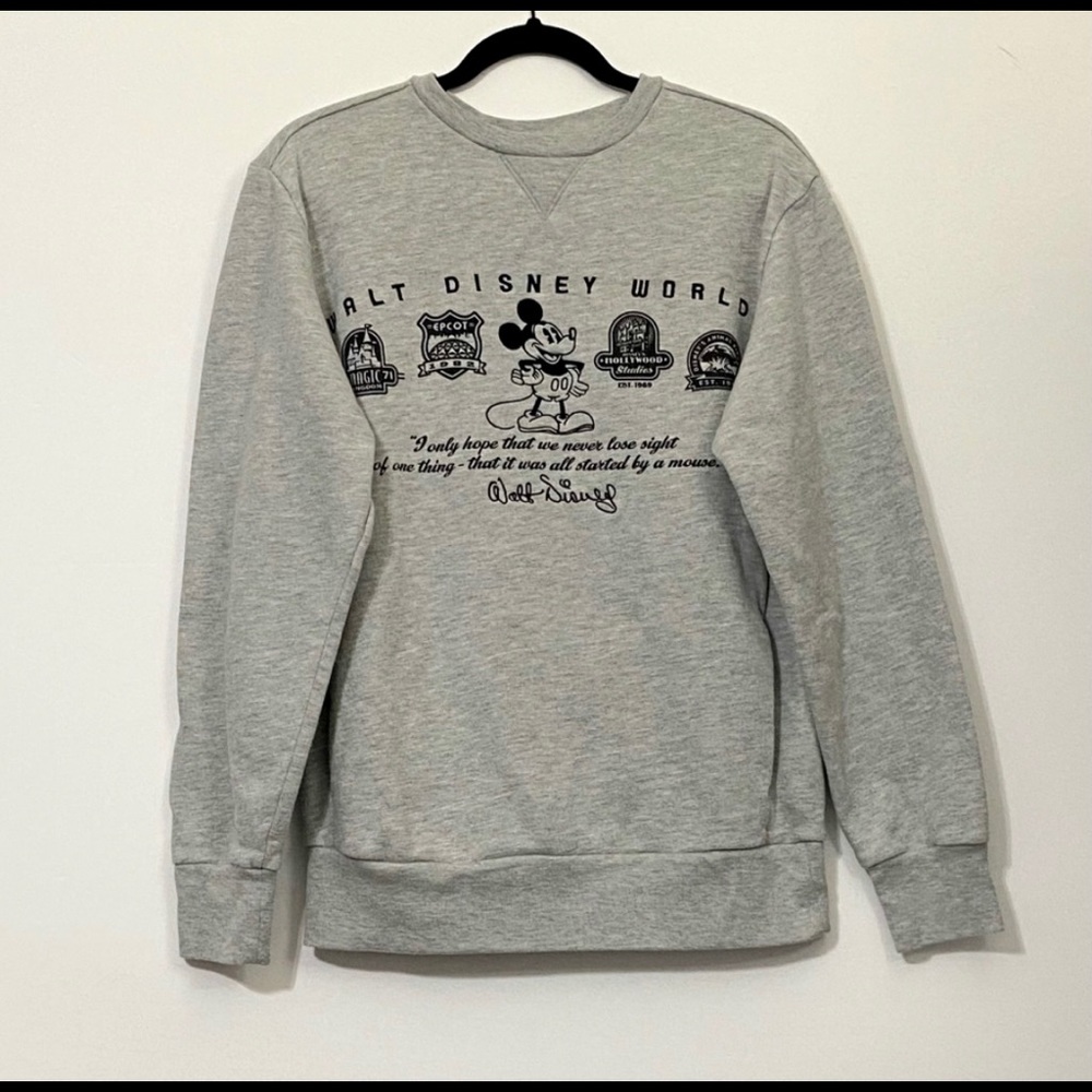 WALT DISNEY WORLD Crewneck Pullover Sweater - Gray S